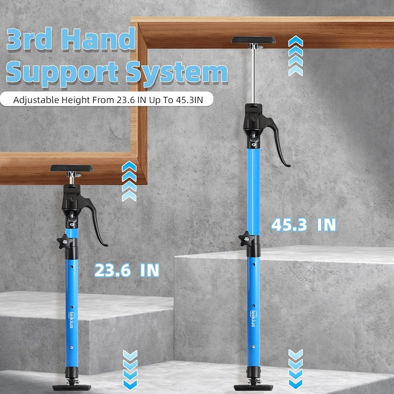 Leikius Aluminum Handle Cabinet Jack for Installing Cabinets 1PC,23.6-45.3 Inches 200LB Load Capacity Hand Support System,Premium Adjustable Cabinet Lift Jack&Support Pole,Perfect for DIY Enthusiasts - Image 2